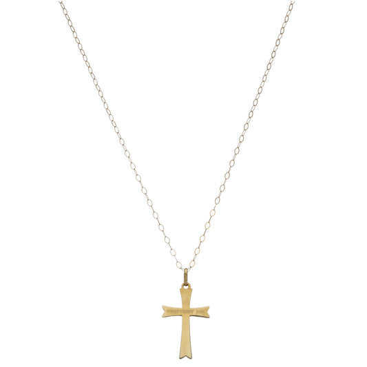 9ct Gold 0.01ct Diamond Cross Pendant With Chain