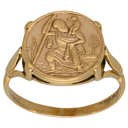 9ct Gold St Christopher Ring Size Q