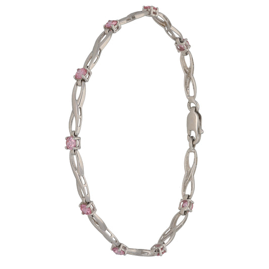 9ct White Gold Cubic Zirconia Fancy Stone Set Bracelet