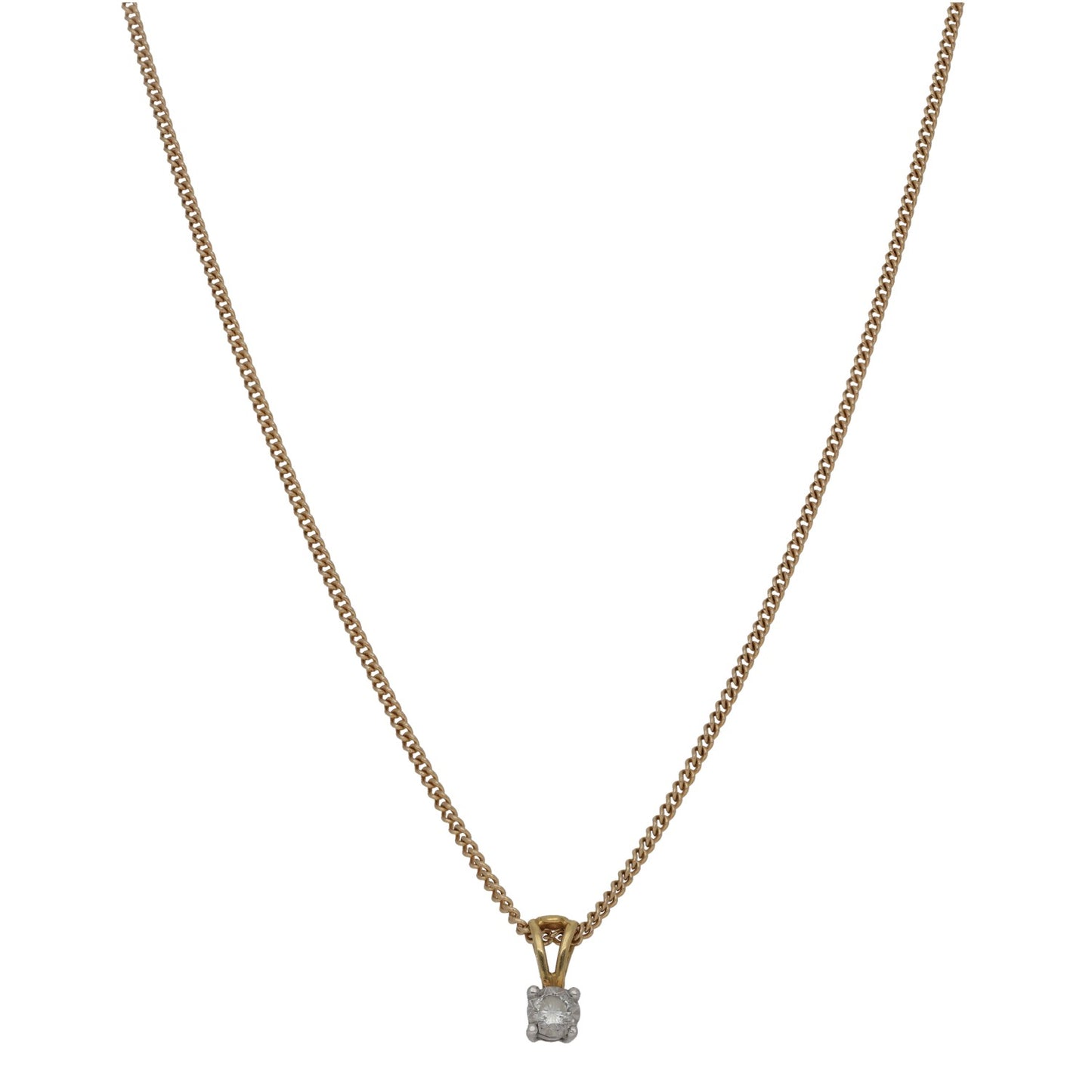 9ct Gold 0.15ct Diamond Solitaire Pendant With Chain