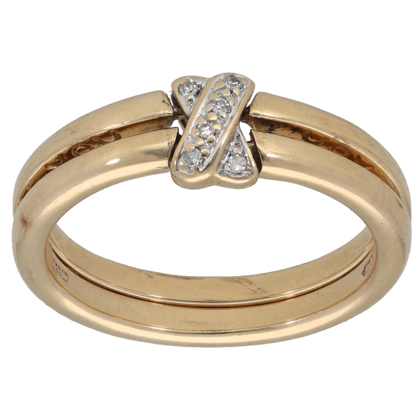 9ct Gold 0.03ct Diamond Alternative Ring Size Q