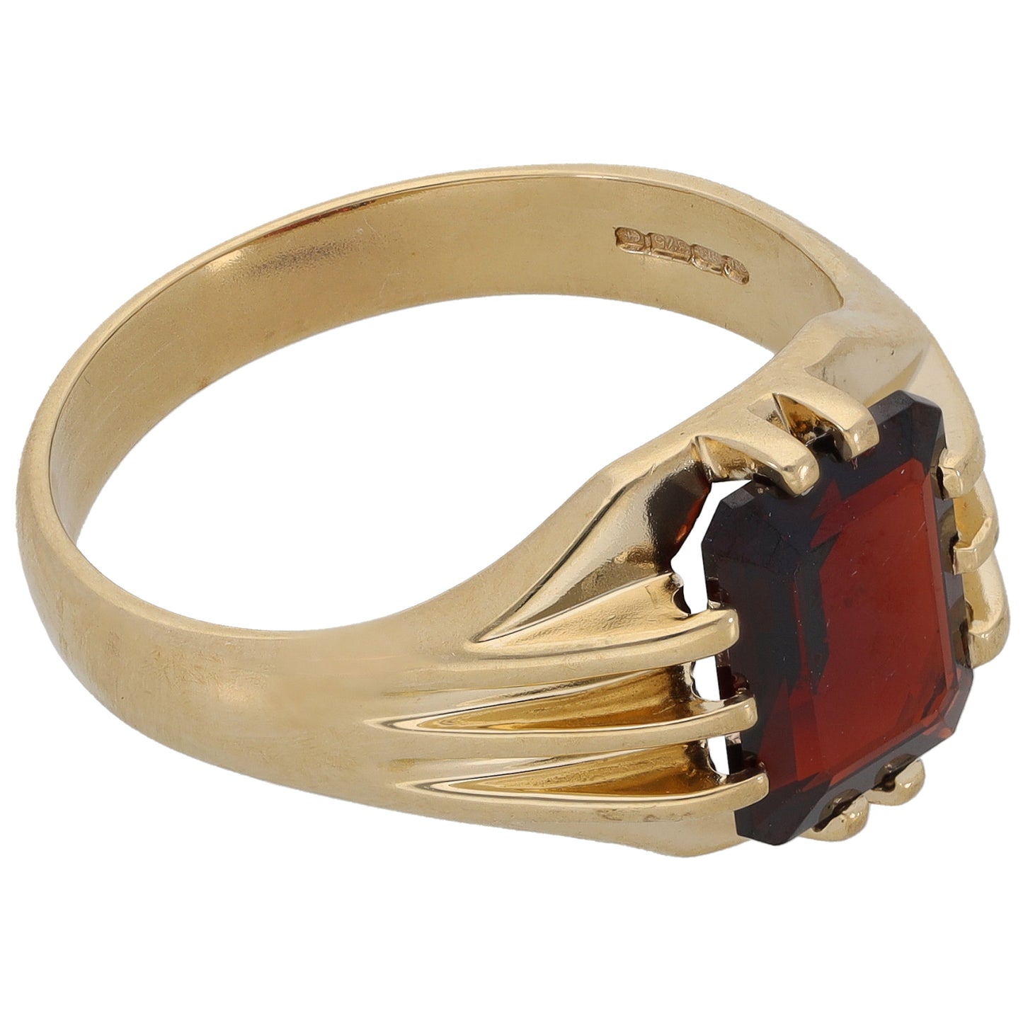 9ct Gold Garnet Signet Ring Size U