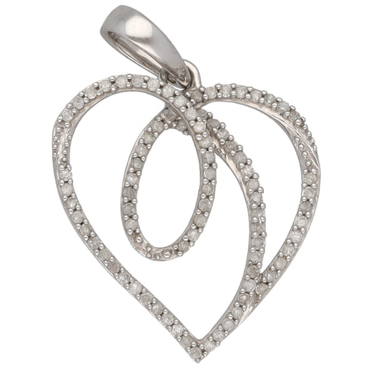 9ct White Gold 0.25ct Diamond Heart Pendant