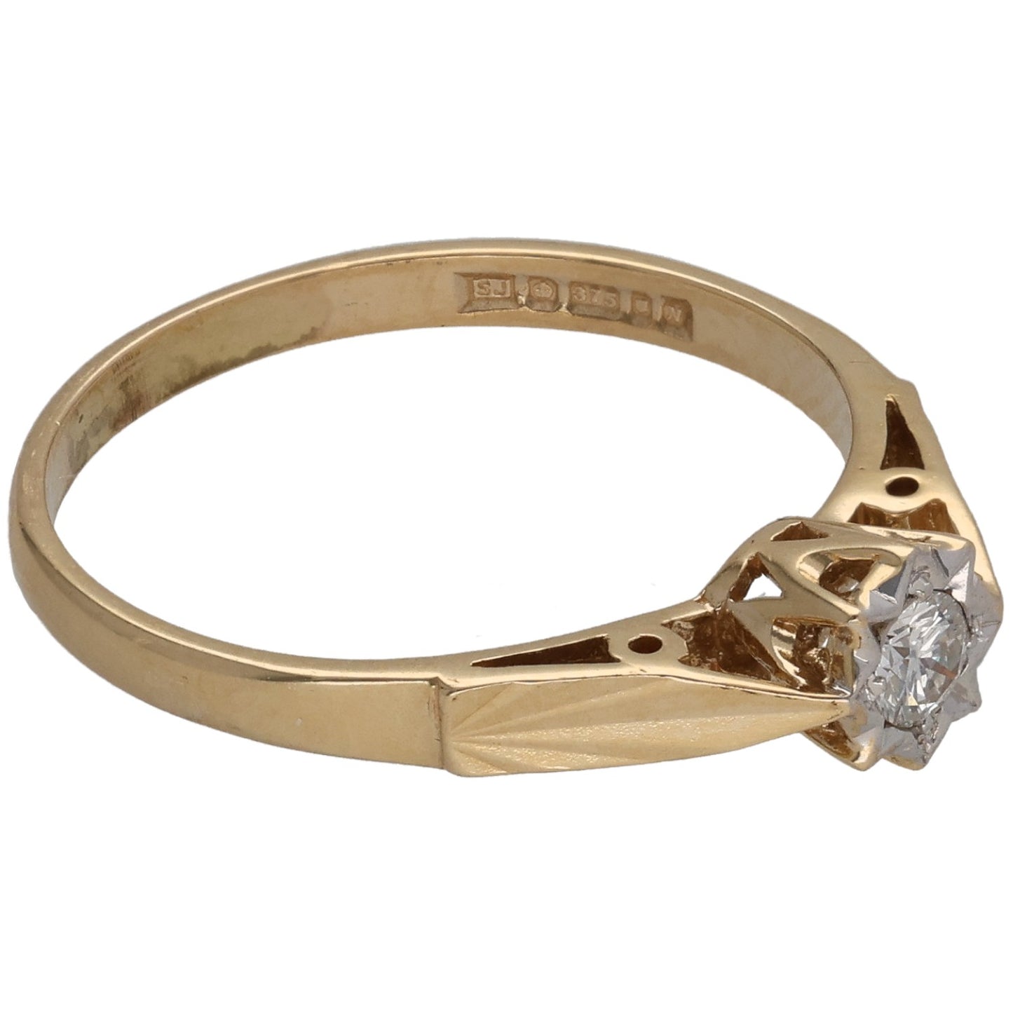 9ct Gold 0.10ct Diamond Solitaire Ring Size O