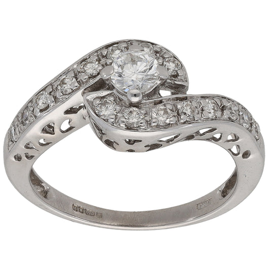 18ct White Gold 0.56ct Diamond Dress/Cocktail Ring Size M