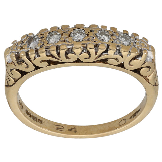 9ct Gold 0.24ct Diamond Half Eternity Ring Size M