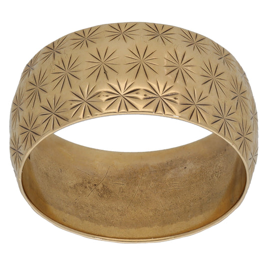 9ct Gold Patterned Wedding Ring Size P