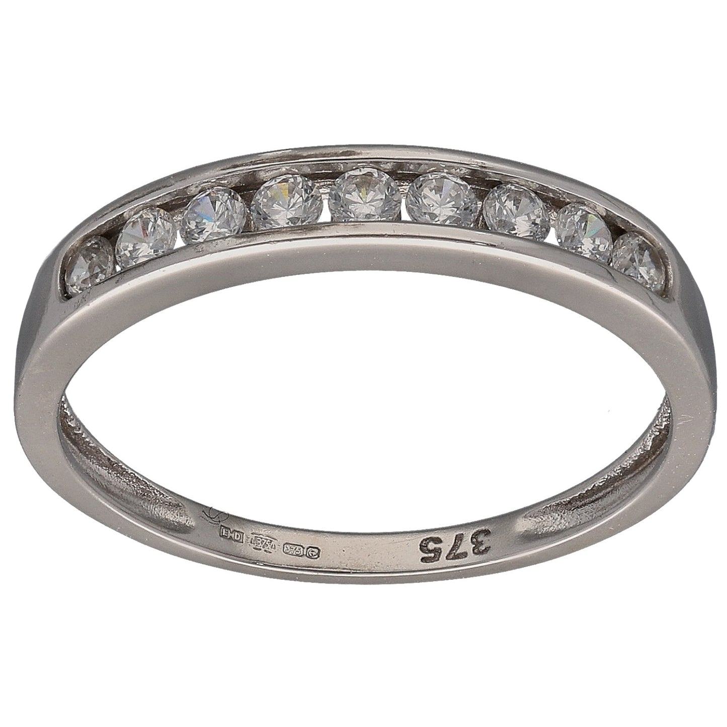 9ct White Gold Cubic Zirconia Half Eternity Ring Size N