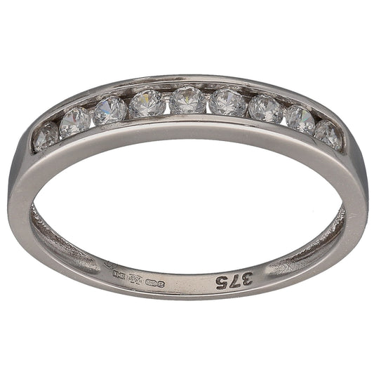 9ct White Gold Cubic Zirconia Half Eternity Ring Size N
