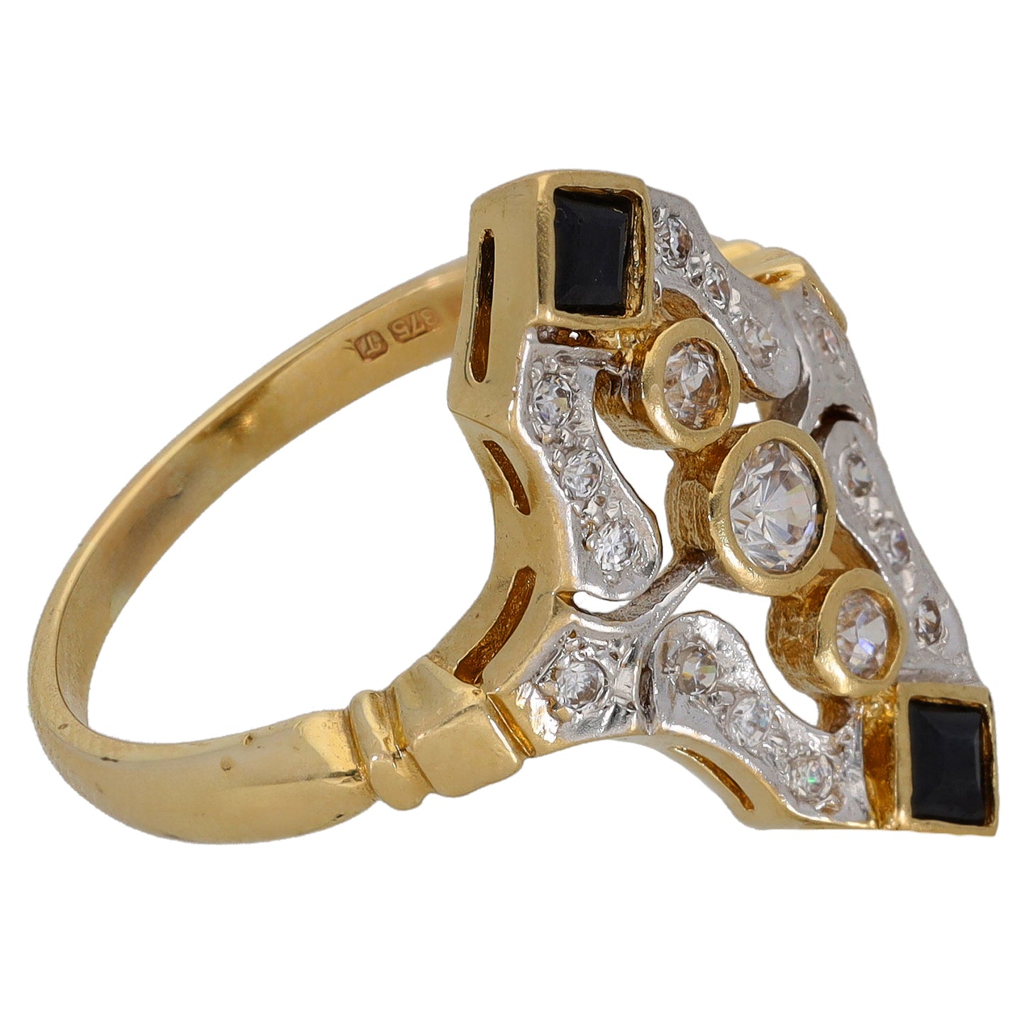 9ct Gold Sapphire & Cubic Zirconia Dress/Cocktail Ring Size Q