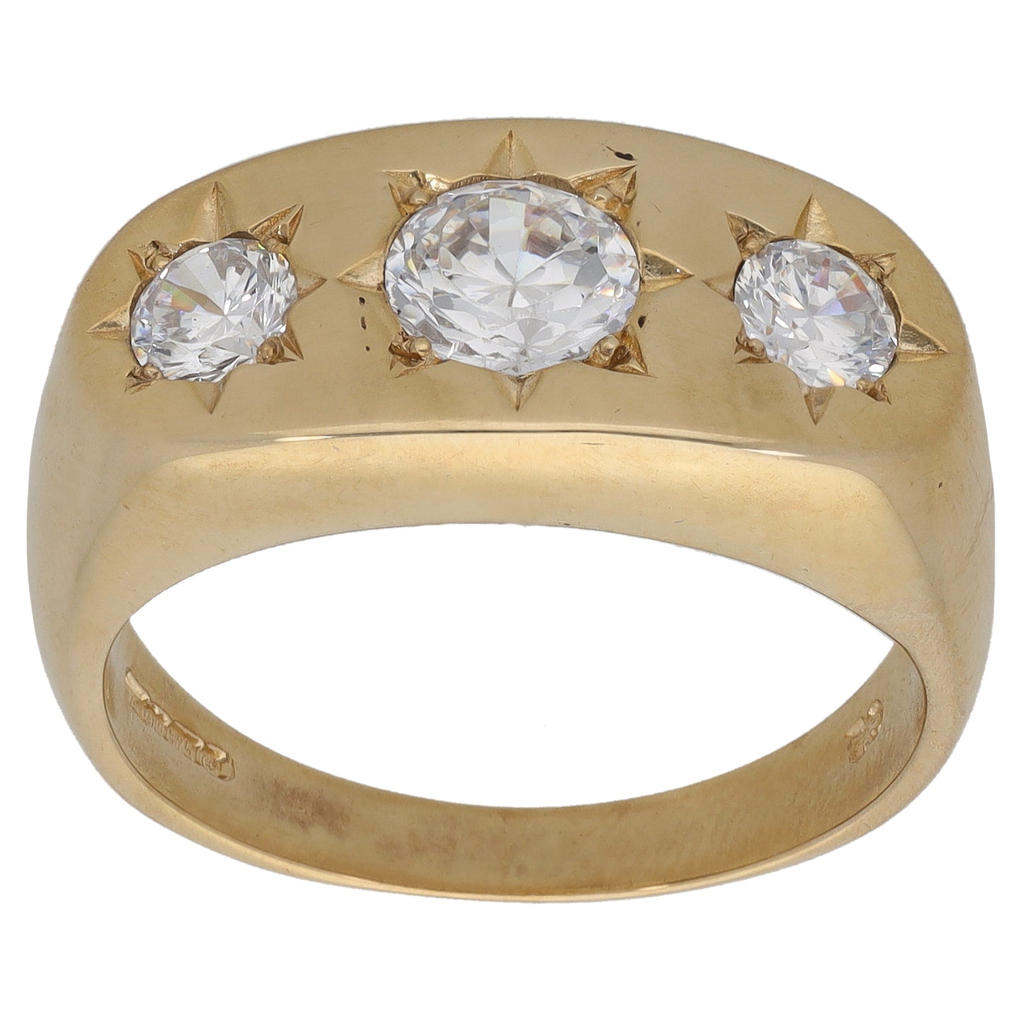 9ct Gold Cubic Zirconia Trilogy Ring Size T