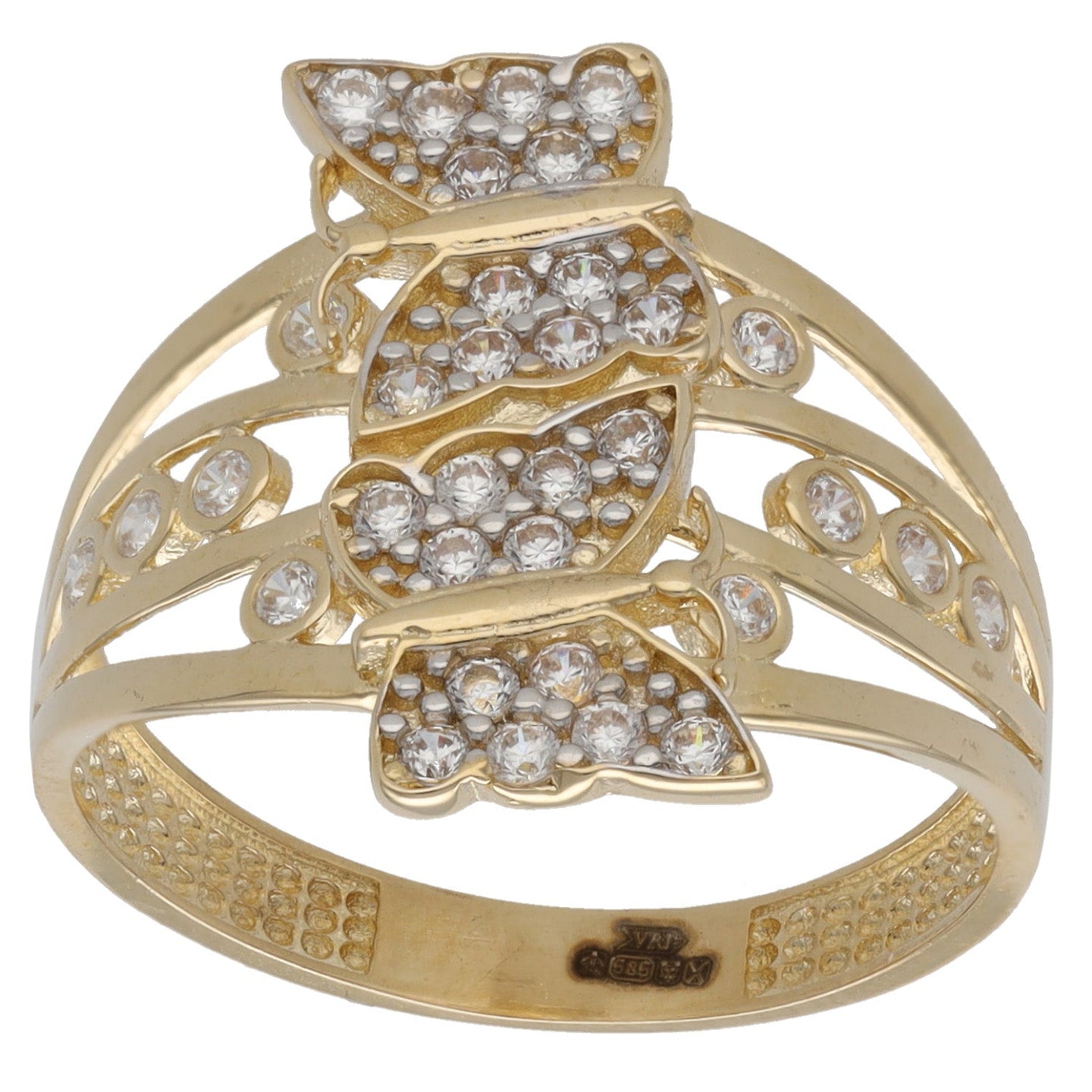 New 14ct Gold Cubic Zirconia Butterfly Ring