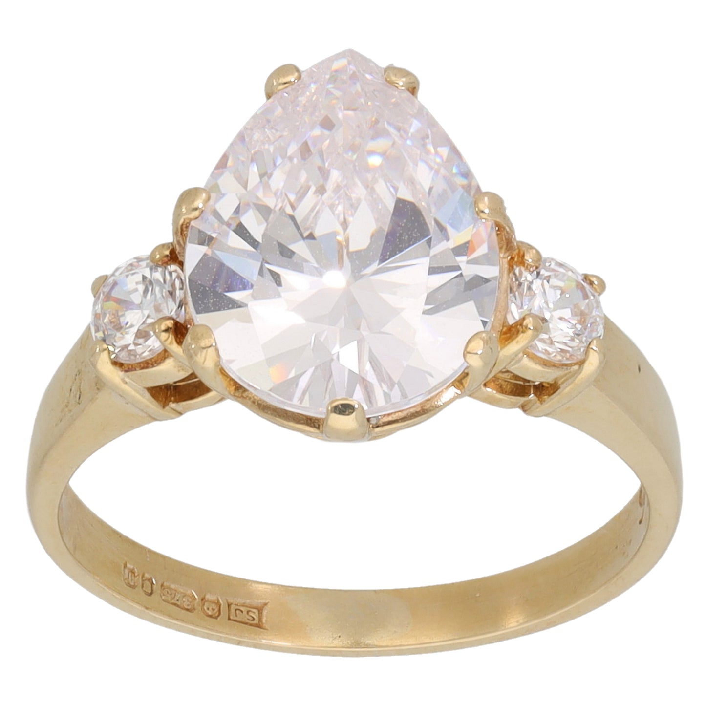 9ct Gold Cubic Zirconia Trilogy Ring Size M