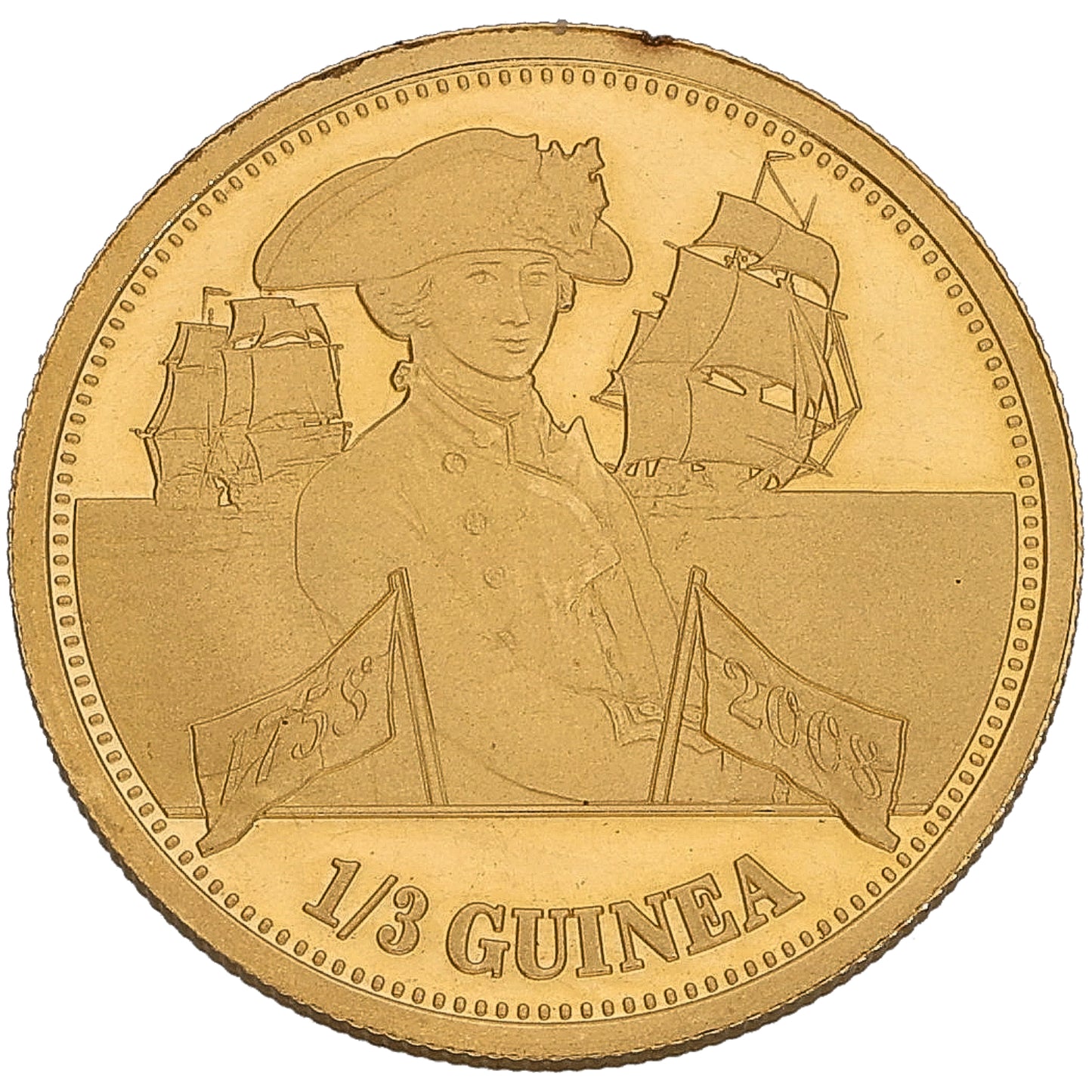 22ct Gold 250th Anniversary Of Admiral Lord Nelson's Birth 1/3 Guinea Coin 2008