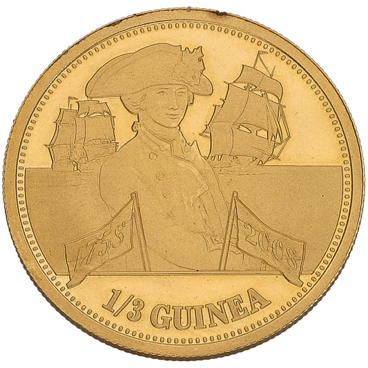 22ct Gold 250th Anniversary Of Admiral Lord Nelson's Birth 1/3 Guinea Coin 2008