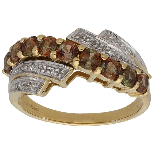 9ct Gold Andesine & 0.04ct Diamond Dress/Cocktail Ring Size N
