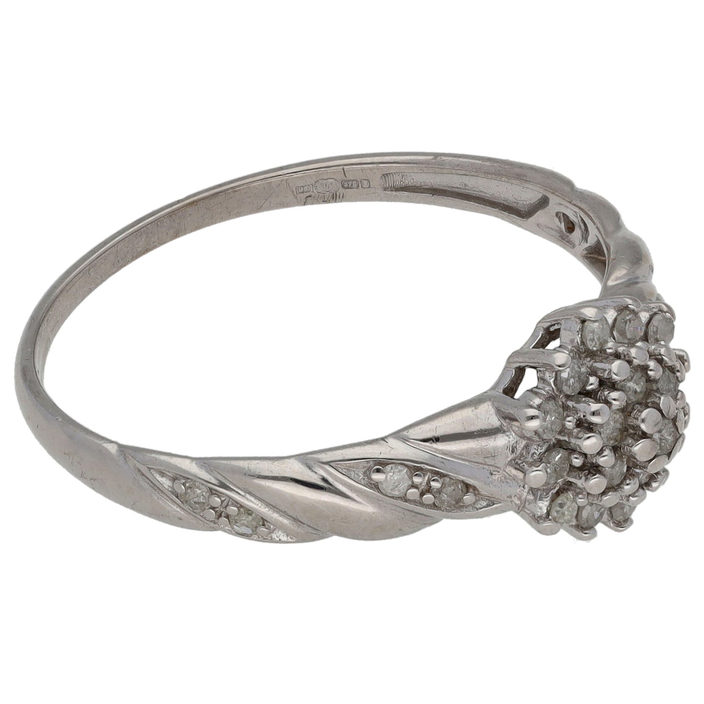 9ct White Gold 0.27ct Diamond Cluster Ring Size U