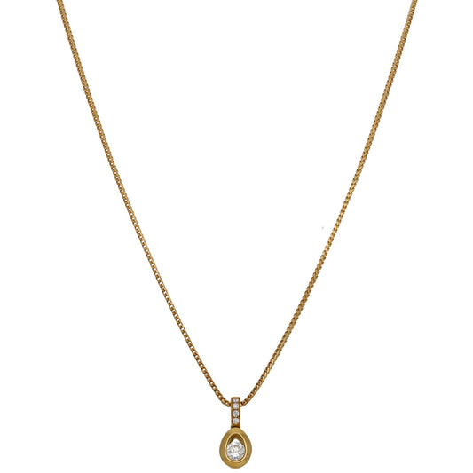 18ct Gold 0.28ct Diamond Dress/Cocktail Pendant With Chain