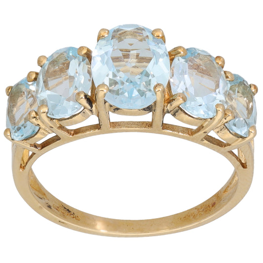 9ct Gold Topaz Half Eternity Ring Size N