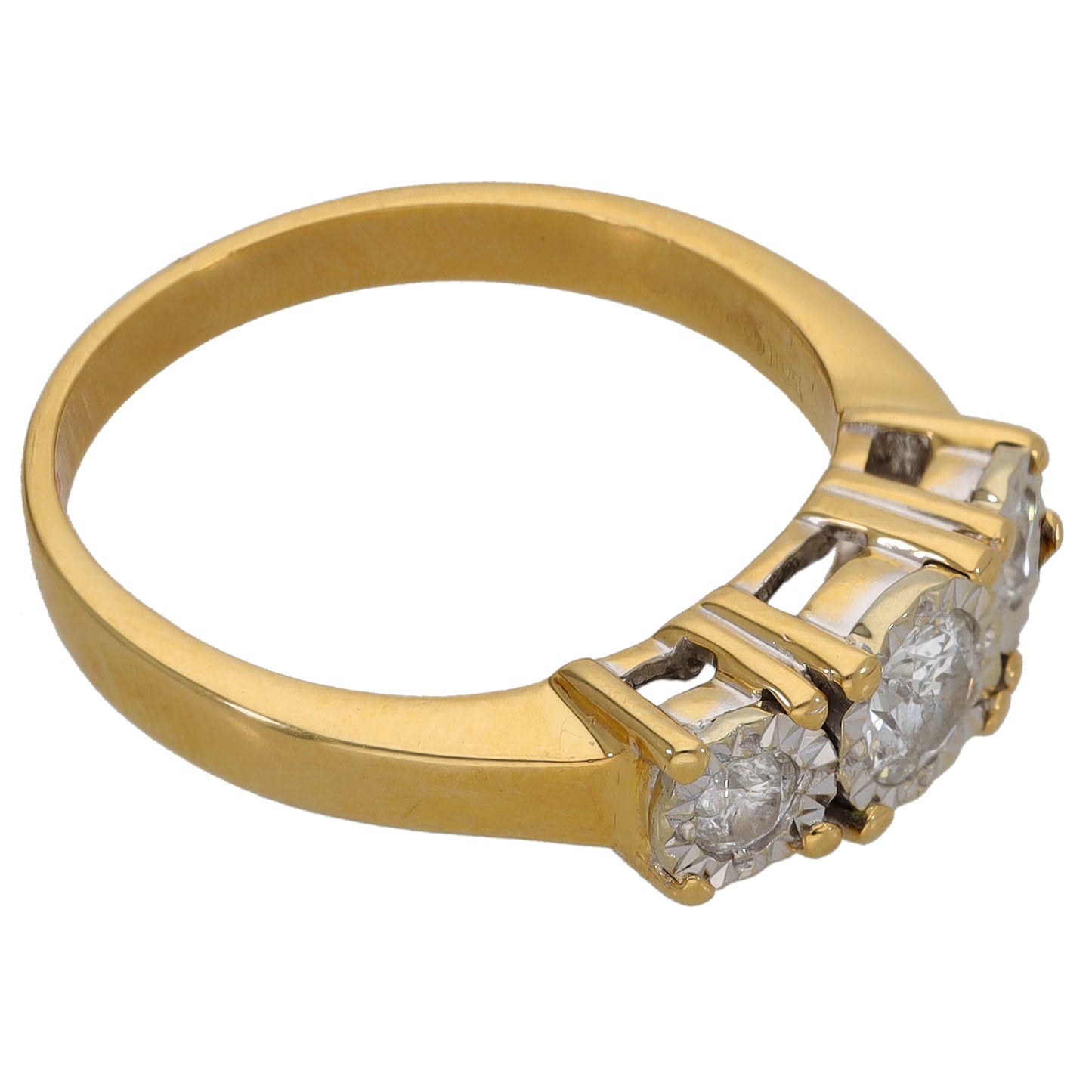 18ct Gold 0.50ct Diamond Trilogy Ring Size P
