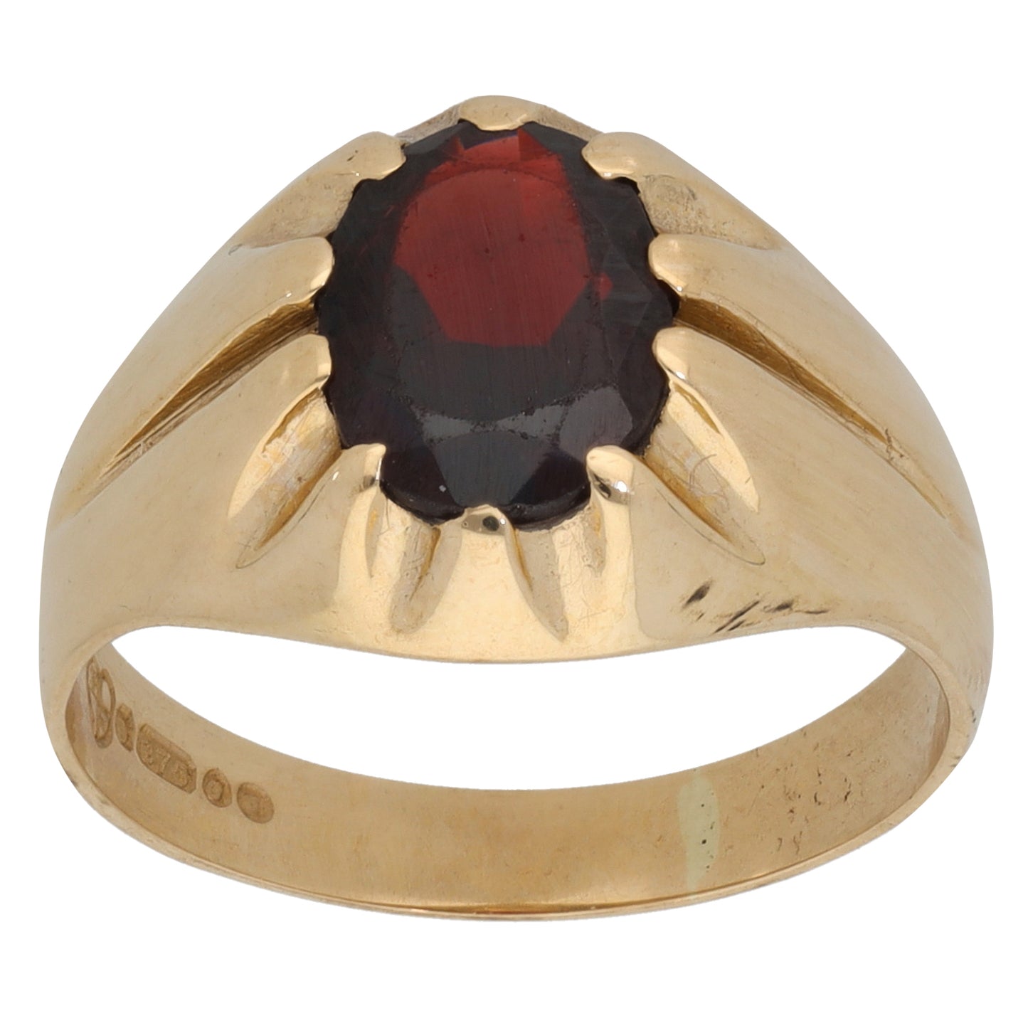 9ct Gold Garnet Single Stone Ring Size P