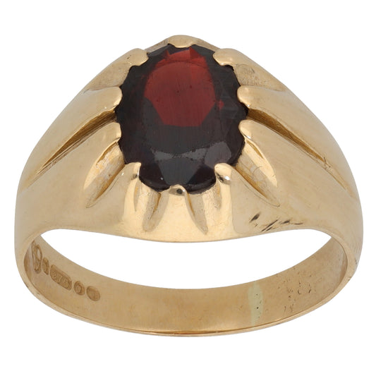 9ct Gold Garnet Single Stone Ring Size P