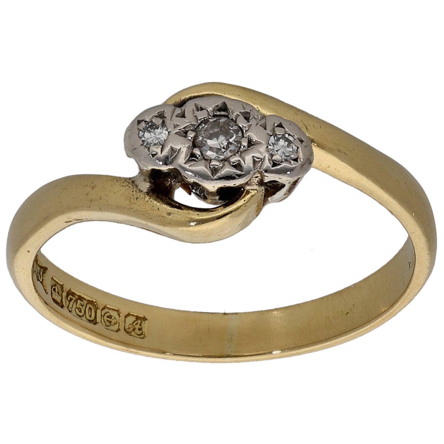 9ct Gold 0.05ct Diamond Trilogy Ring Size K