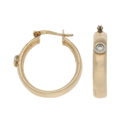 9ct Gold Cubic Zirconia Hoop Earrings