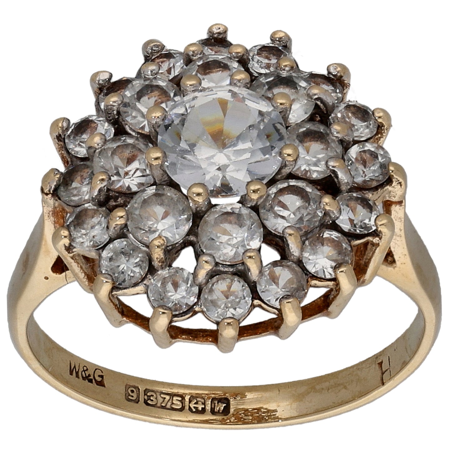 9ct Gold Cubic Zirconia Cluster Ring Size K