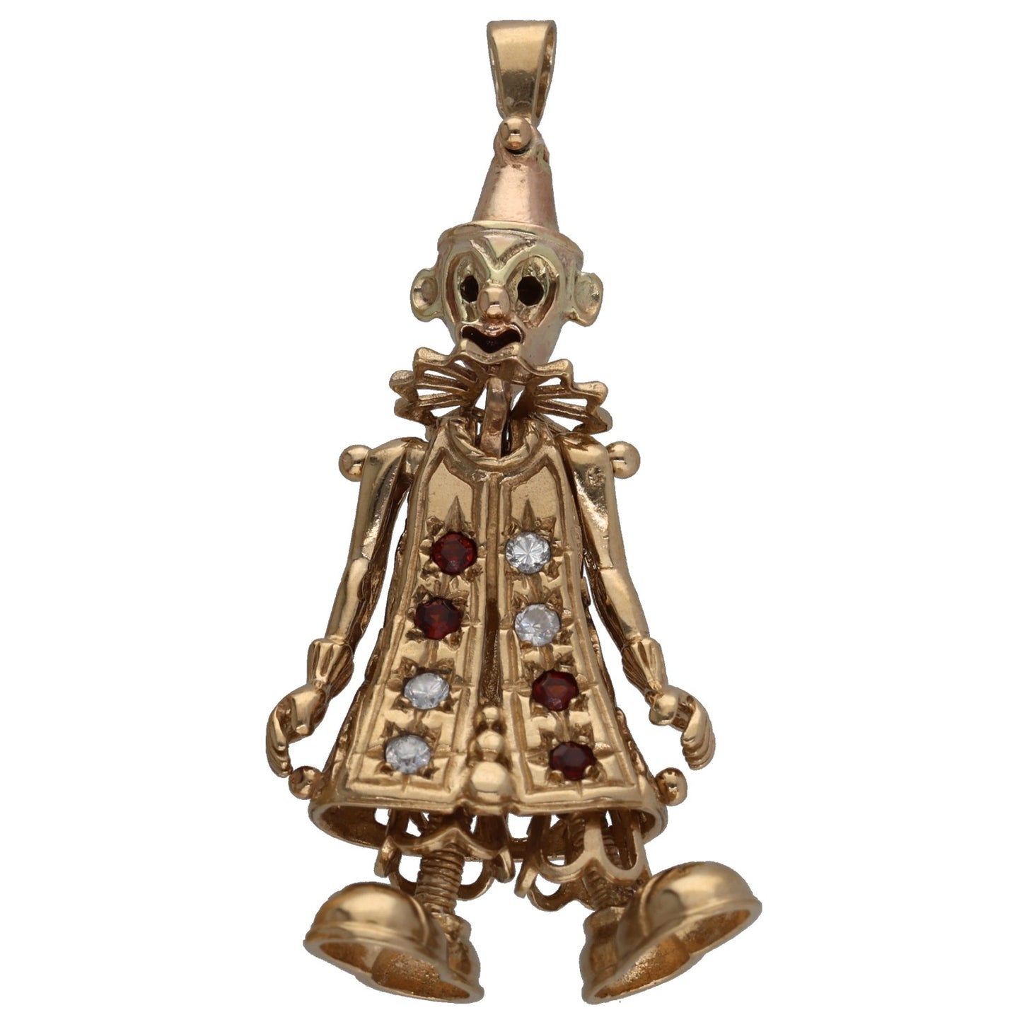 9ct Gold Garnet & Cubic Zirconia Clown Pendant