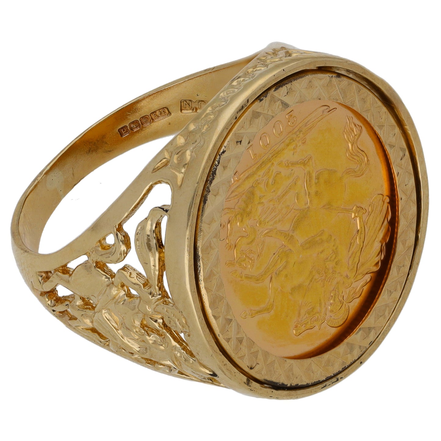 9ct Gold Half Sovereign Coin Ring Size S