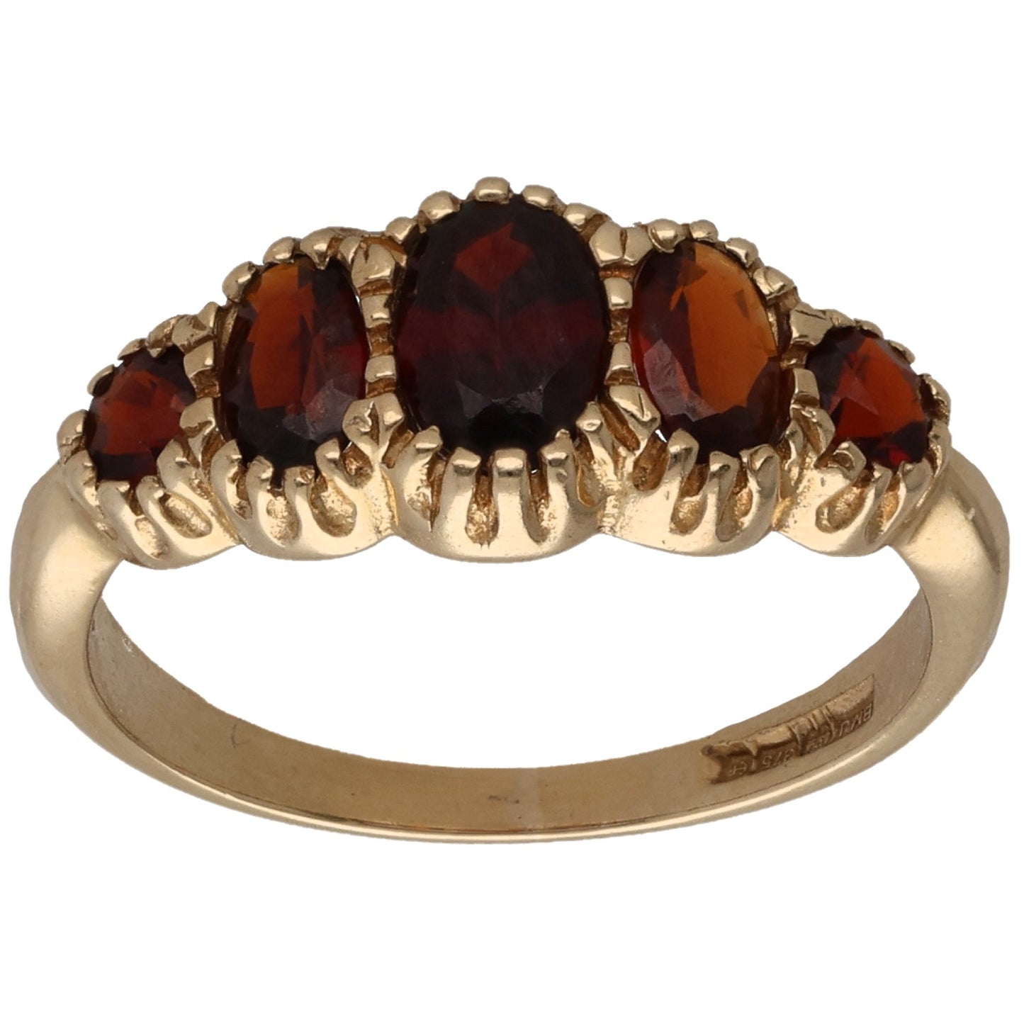 9ct Gold Garnet Half Eternity Ring Size M