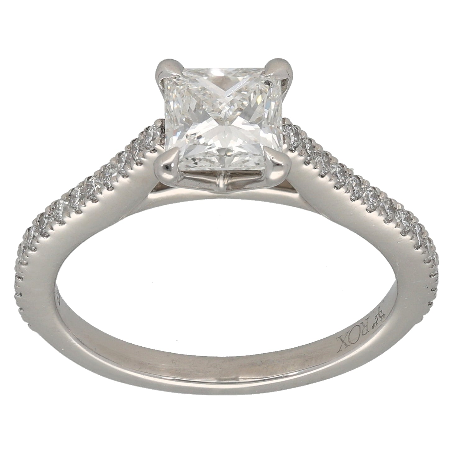 Platinum 1.29ct Diamond Solitaire Ring With Accent Stones Size L