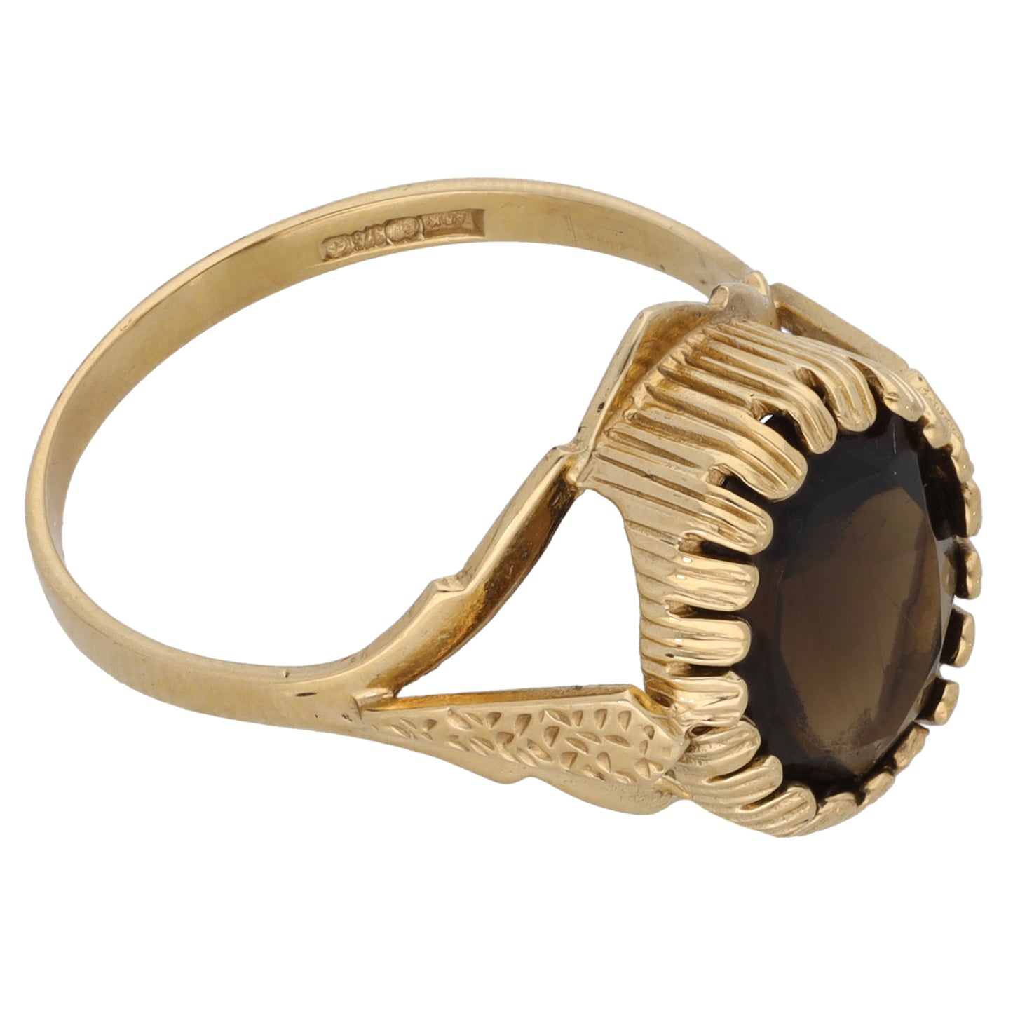 9ct Gold Smoky Quartz Single Stone Ring Size P