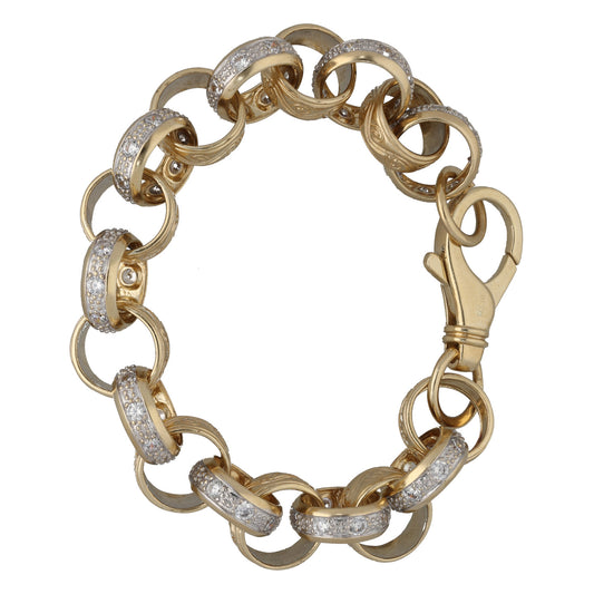9ct Bicolour Gold Cubic Zirconia Belcher Bracelet