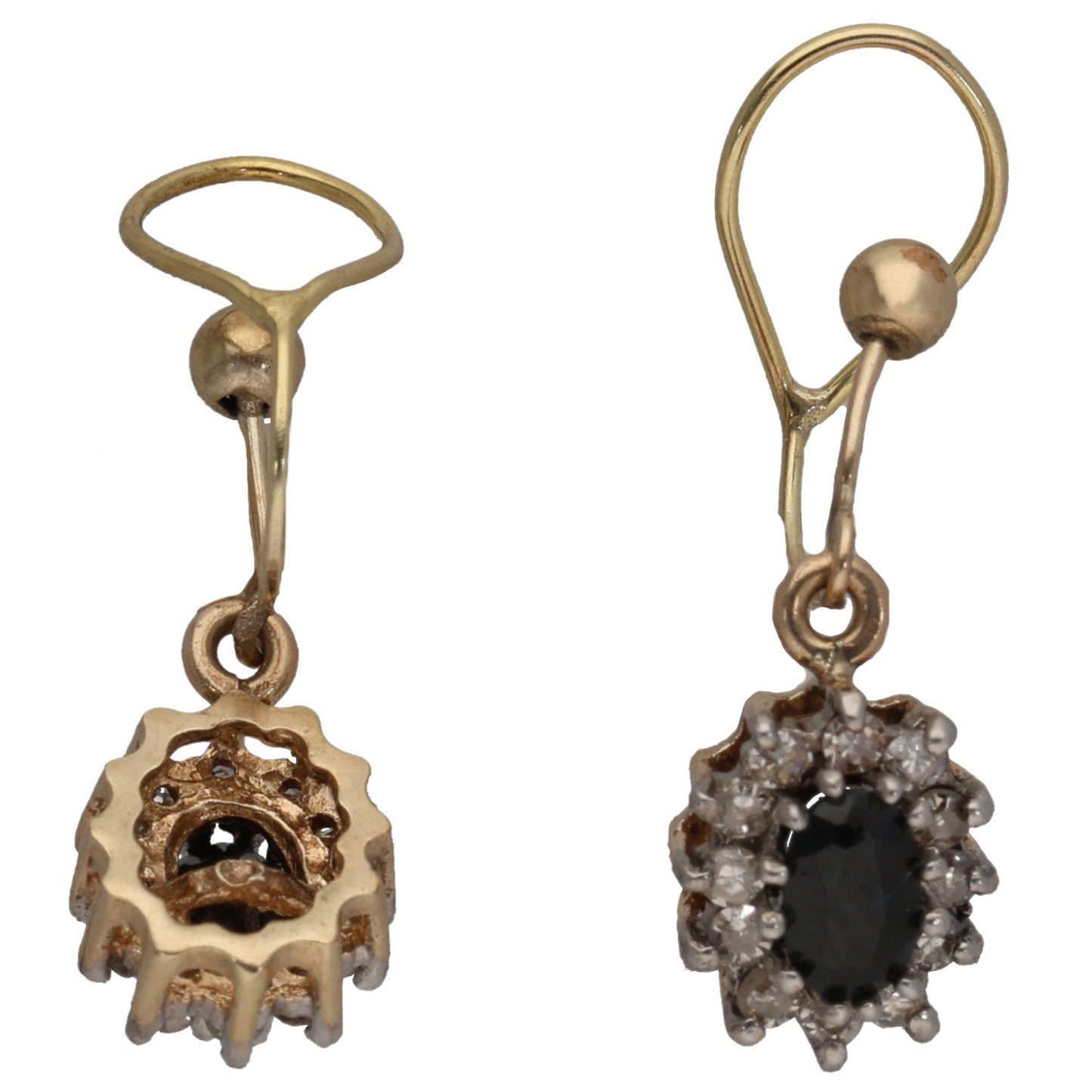 9ct Gold 0.12ct Round Diamond & Sapphire Clip On Earrings
