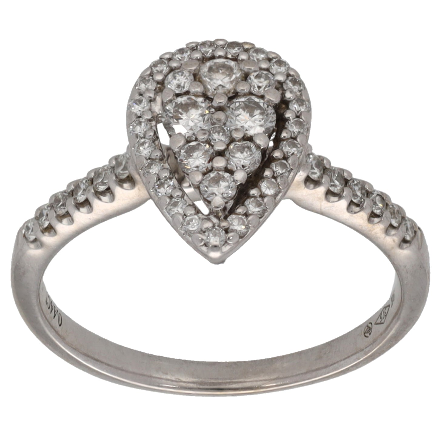 9ct White Gold 0.44ct Diamond Dress/Cocktail Ring Size K