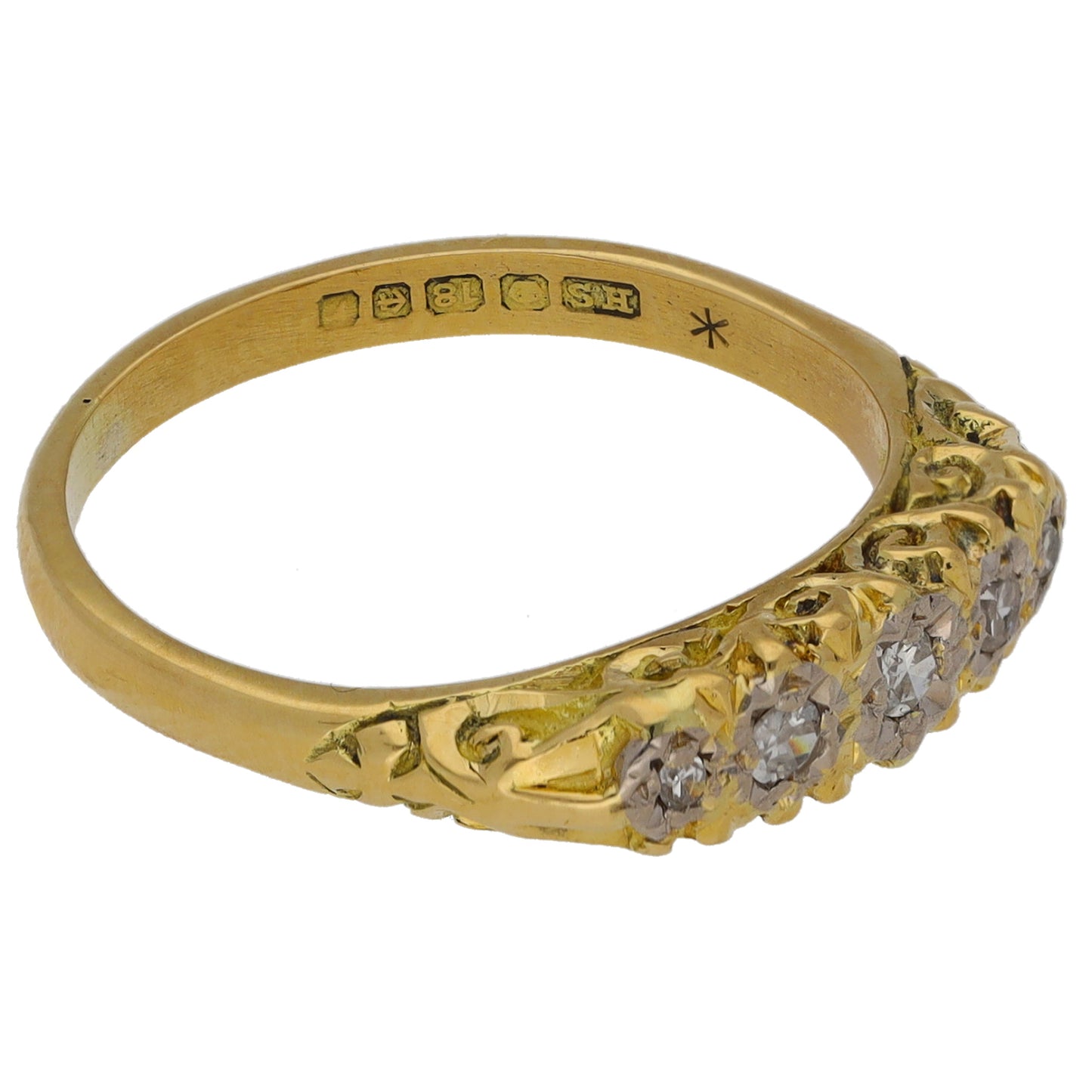 18ct Gold 0.09ct Diamond Half Eternity Ring Size M