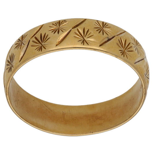 9ct Gold Patterned Wedding Ring Size L