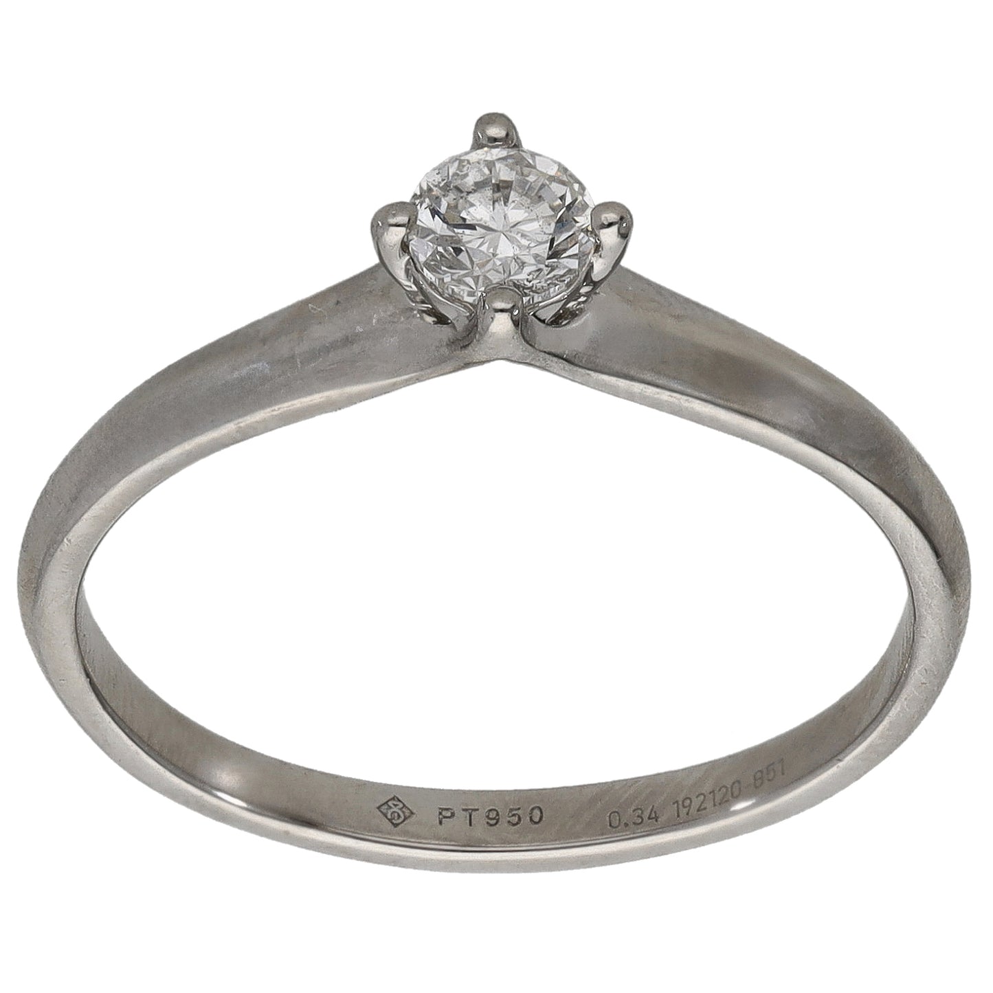 Platinum 0.34ct Diamond Solitaire Ring Size S