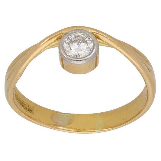 18ct Gold 0.25ct Round Diamond Solitaire Ring Size M