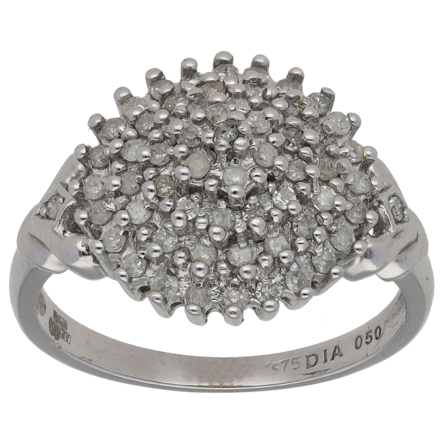 9ct White Gold 0.50ct Diamond Cluster Ring Size O
