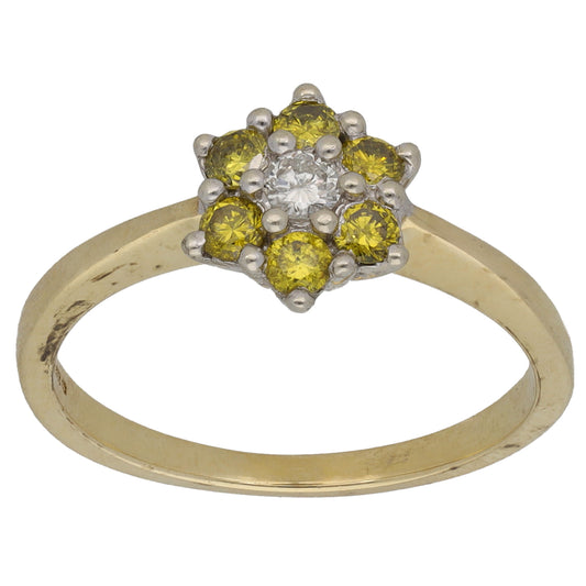 9ct Gold 0.25ct Diamond Cluster Ring Size Q