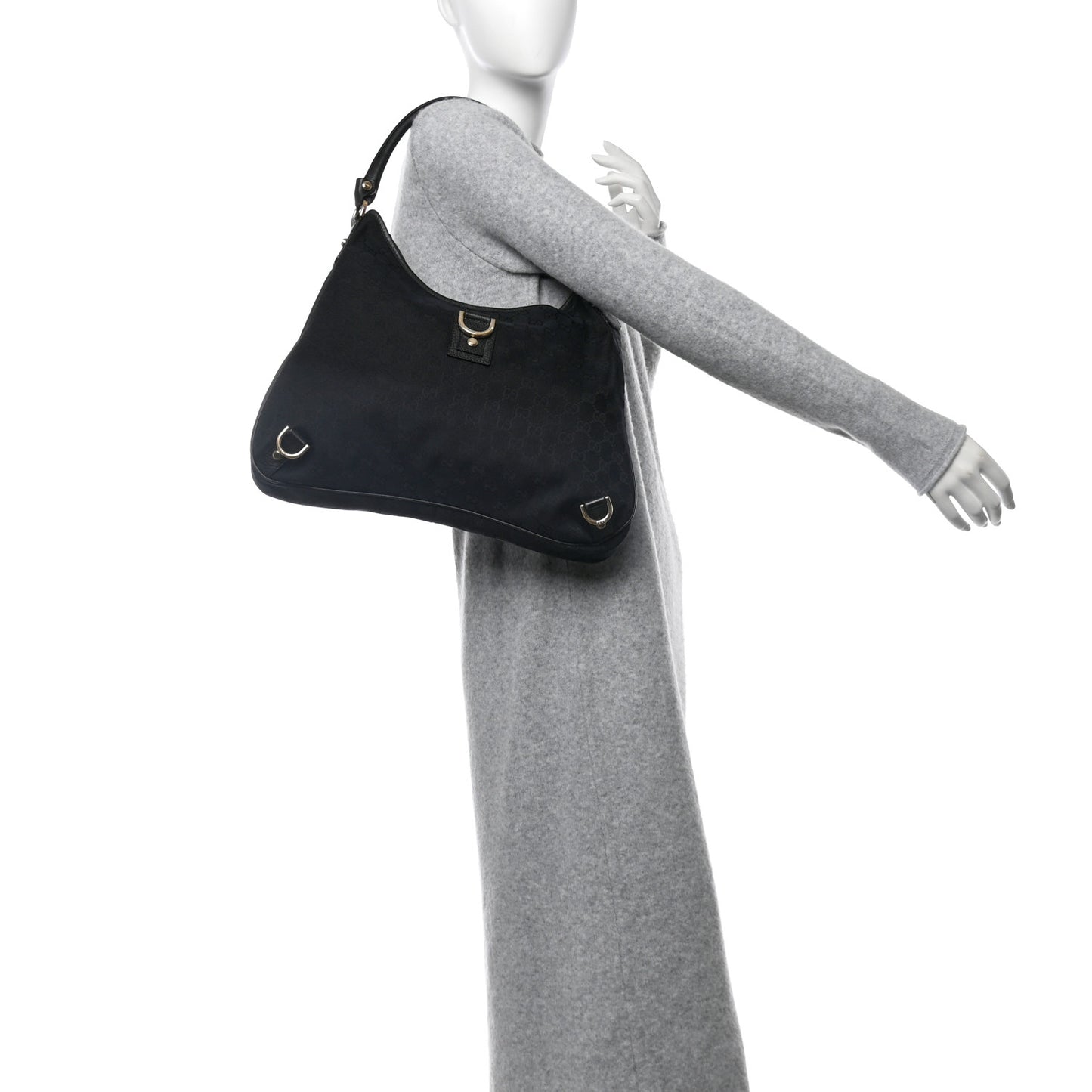 Gucci Abbey D Ring Monogram Hobo Bag - Black