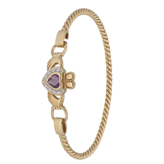 9ct Gold Amethyst & Cubic Zirconia Alternative Bangle