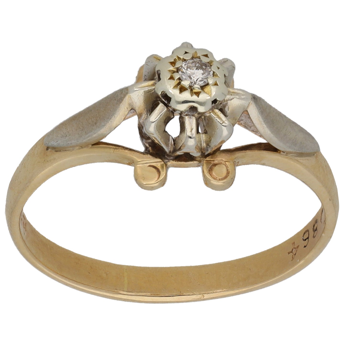 9ct Gold 0.05ct Diamond Solitaire Ring Size P