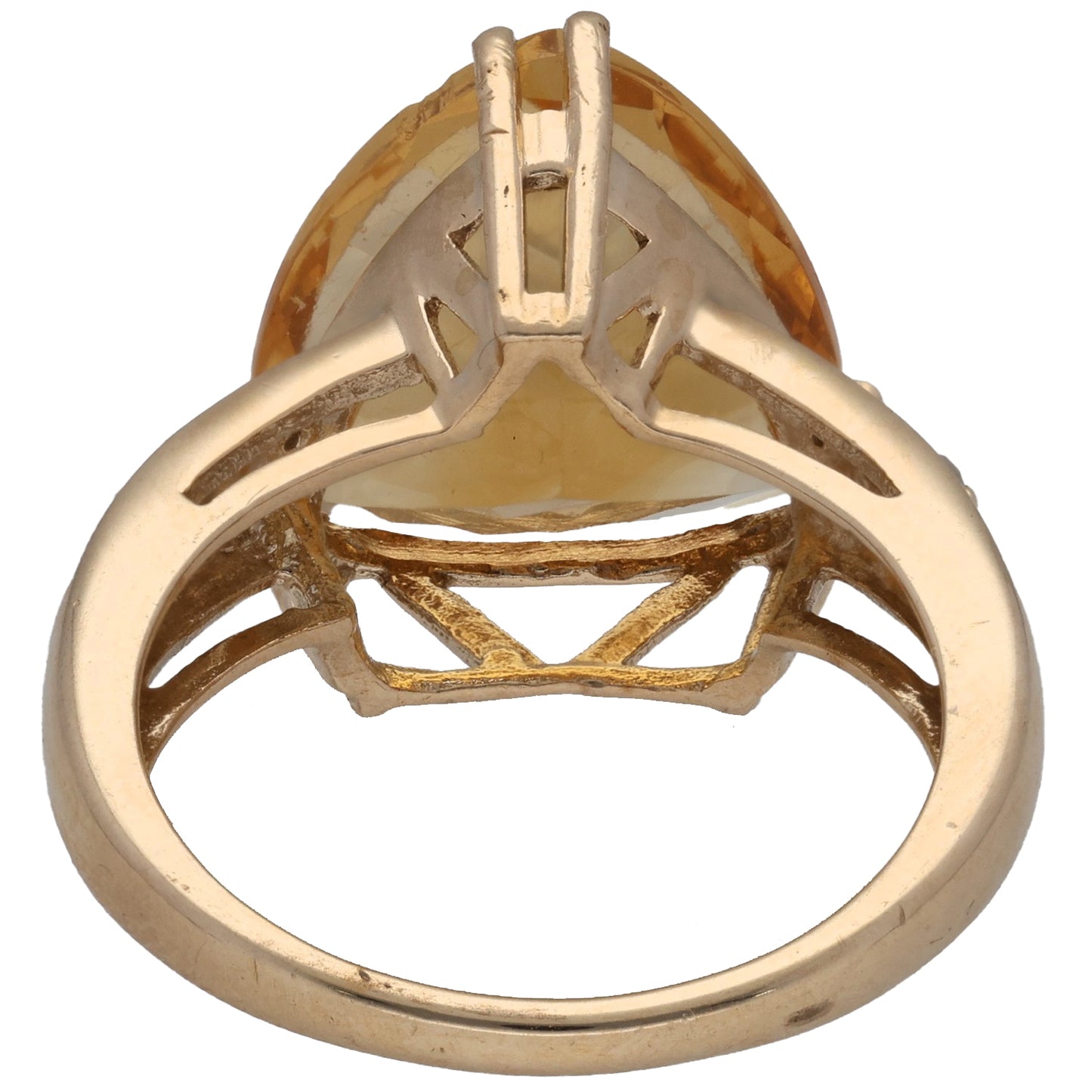 9ct Gold Citrine & 0.02ct Diamond Dress/Cocktail Ring Size O