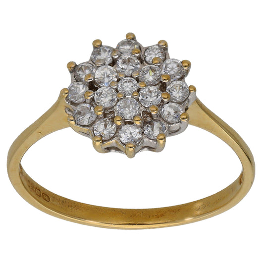 9ct Gold Cubic Zirconia Cluster Ring Size N