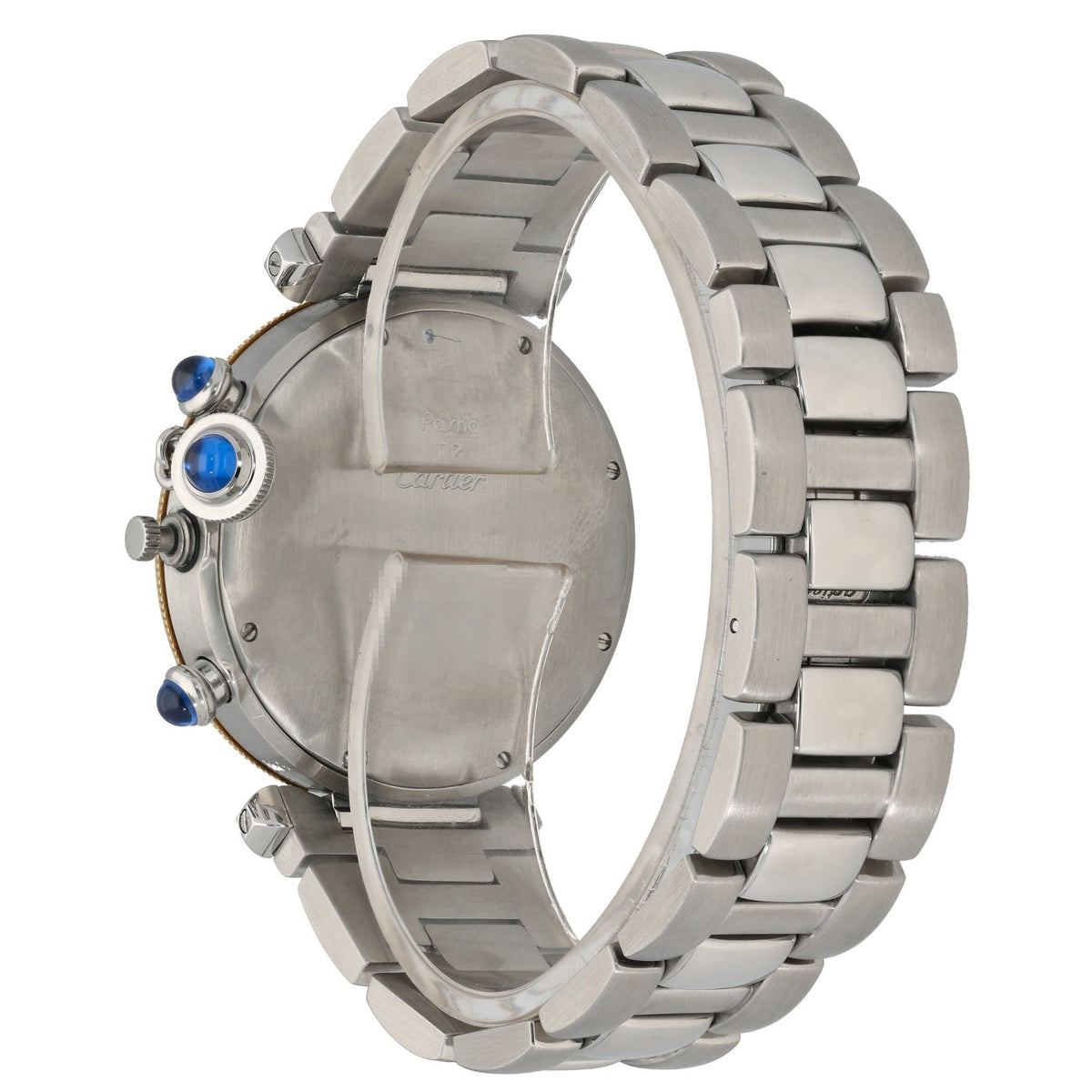 Cartier Pasha W3101155, a 38mm stainless steel case and bracelet with blue sapphire crystal
