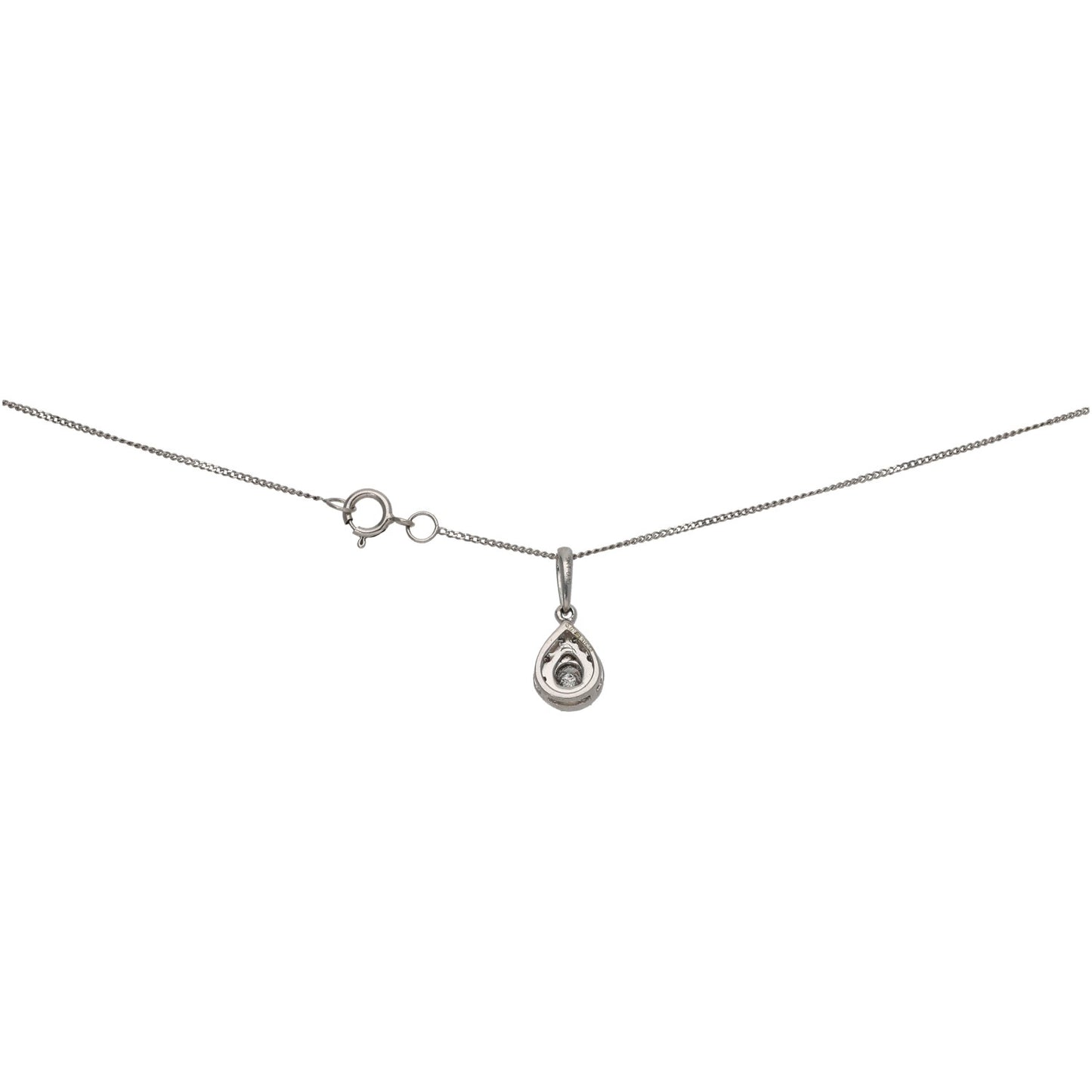 9ct White Gold 0.11ct Diamond Cluster Pendant With Chain